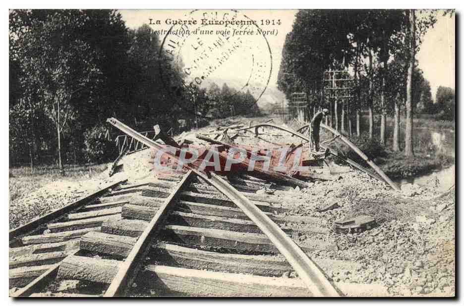 CPA Militaria Destruction d'une voie ferre 