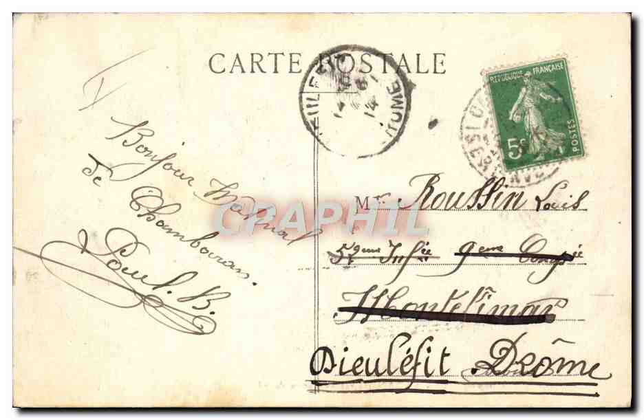 CPA Militaria Canon Camp de Chambaran Canon de 75 — Rückseite