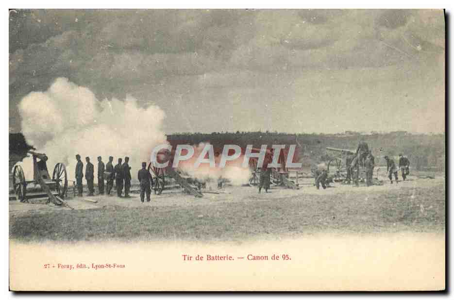 CPA Militaria Tir de batterie Canon de 95