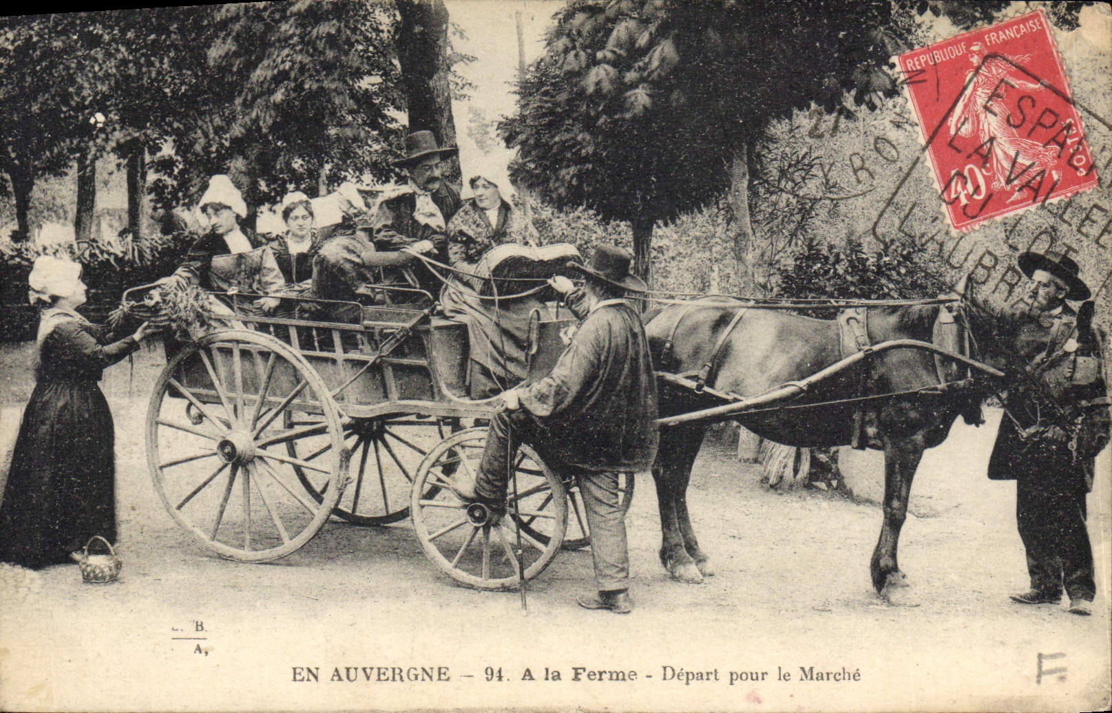 En Auvergne - 94. A la Ferme - Départ pour le Marché — Éditeur B. A. (sous-titré 'B. A.')