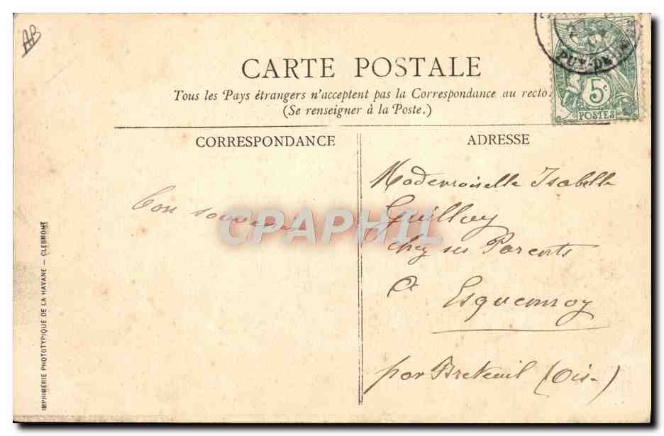 CPA Folklore Auvergne Traite Vache  — Verso
