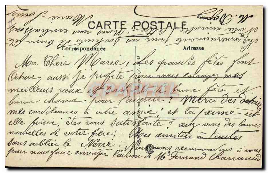 CPA Folklore Auvergne  — Verso