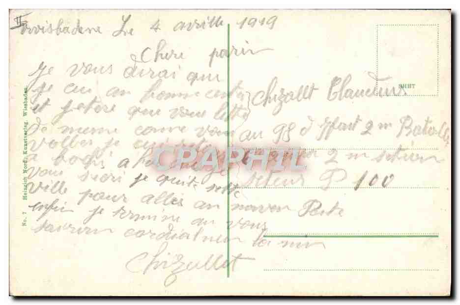CPA Theatre Wiesbaden Konigl Theater mit Schillerdenkmal — Verso