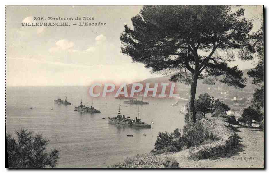 Villefranche-sur-Mer — L'Escadre — Cliché Guetta, n° 306