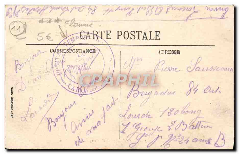 CPA Carcassonne Le chateau — Verso