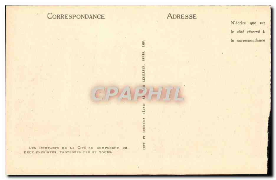 CPA Carcassonne Ensemble A I'Ouest — Verso
