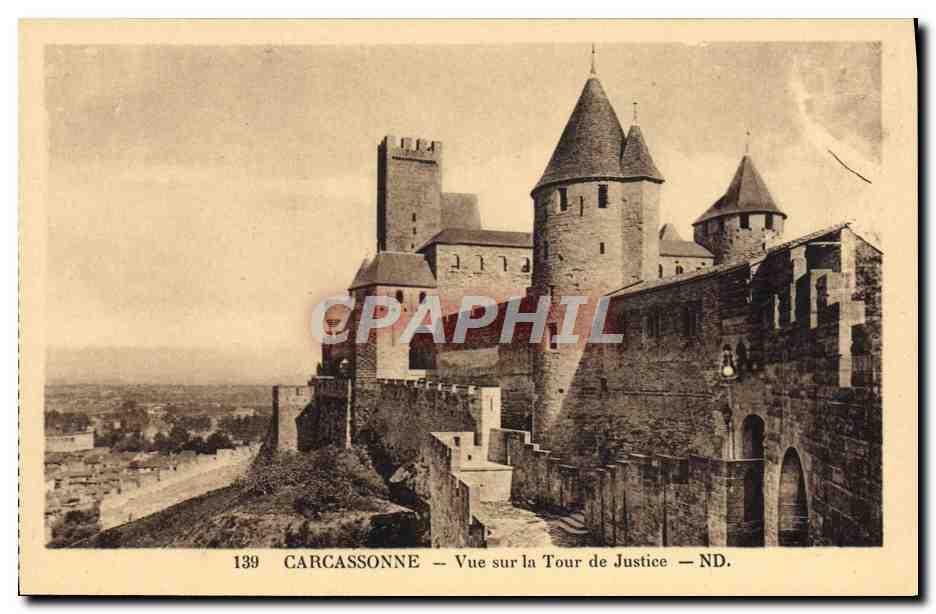 CPA Carcassonne Vue Sur La Tour De Justice