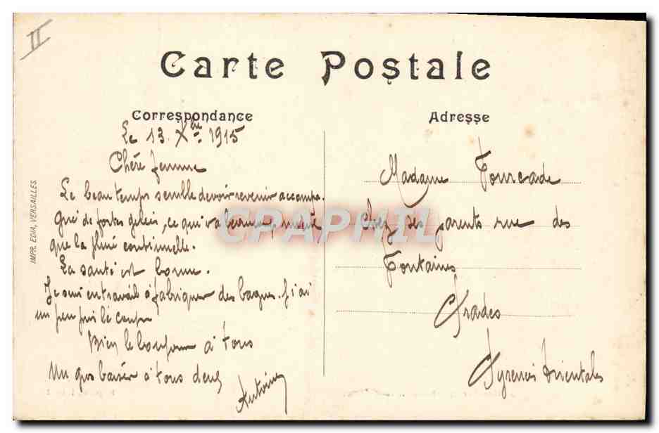 Heiltz-le-Maurupt — Rue de Rennes après la bataille de la Marne (6-12 septembre 1914) — Temple protestant respecté par les Allemands — A. Humbert, photographe, Saint-Dizier — Verso