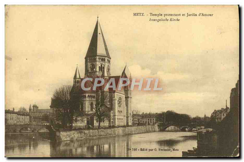 CPA Religion prostestante Metz Temple protestant et jardin d'amour 