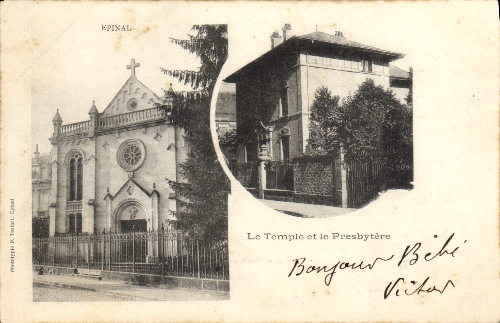 Epinal — Le Temple et le Presbytère — Phototype P. Testart, Epinal