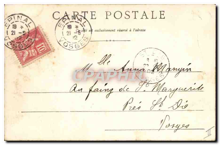 Epinal — Le Temple et le Presbytère — Phototype P. Testart, Epinal — Verso