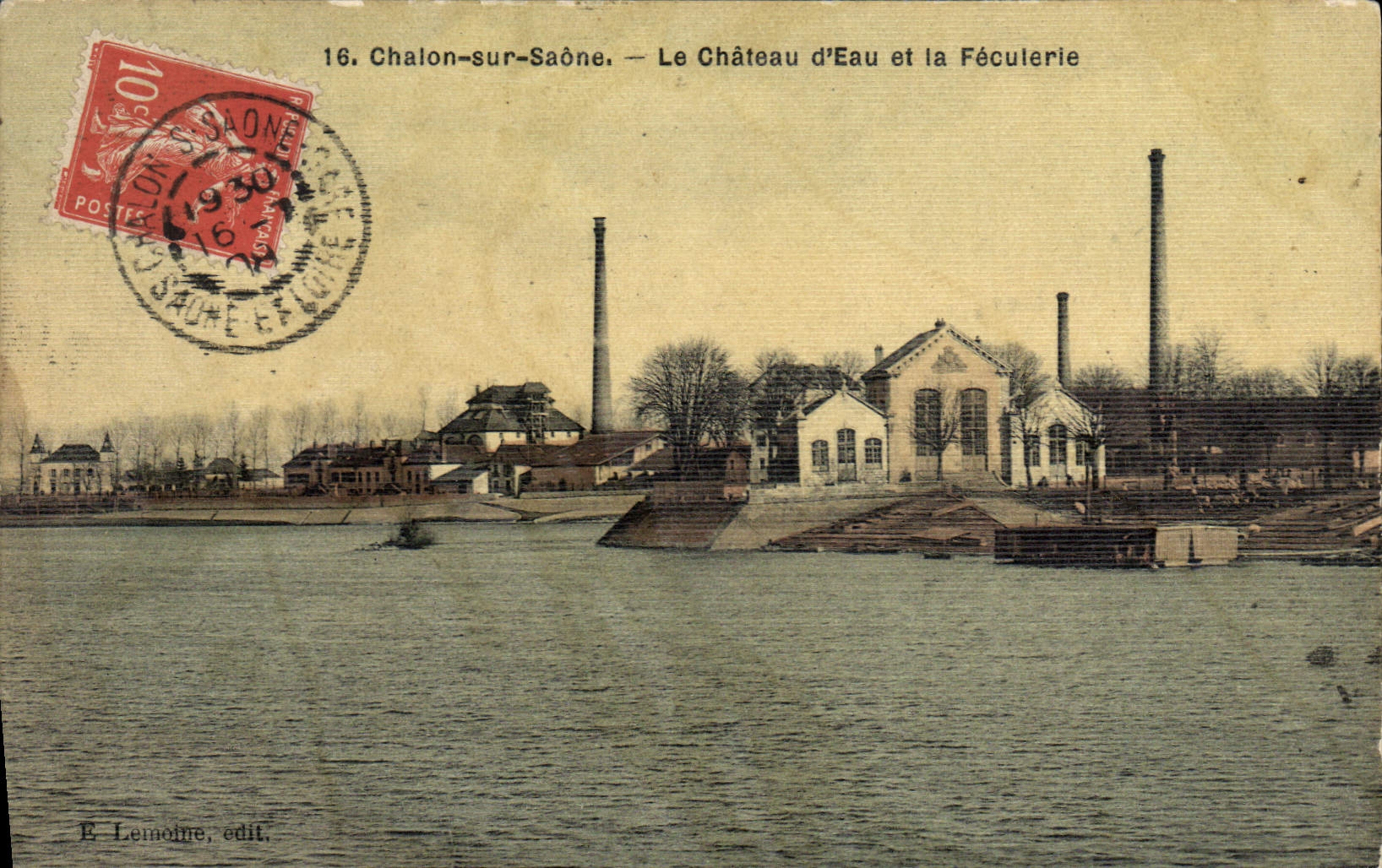 CPA Sucrerie Chalon sur Saone Le chateau d'eau et la sucrerie (carte toilee)
