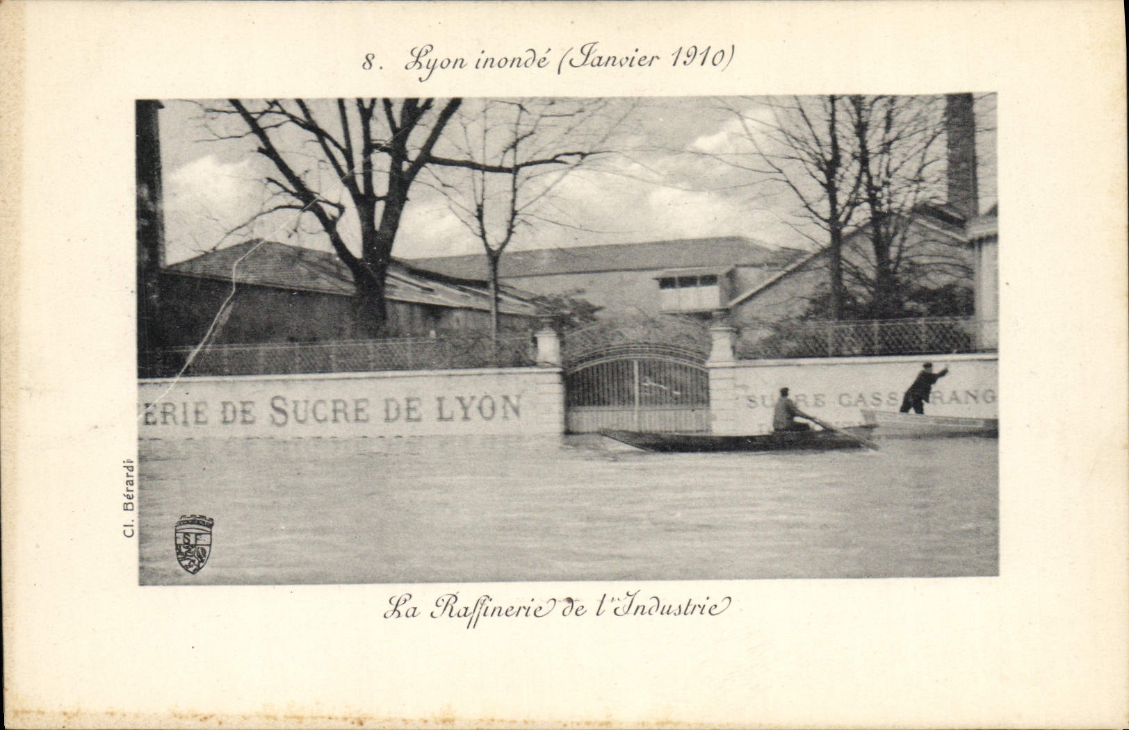 CPA Sucrerie Lyon inonde Janvier 1910 La raffinerie de l'industrie Sucre de Lyon 