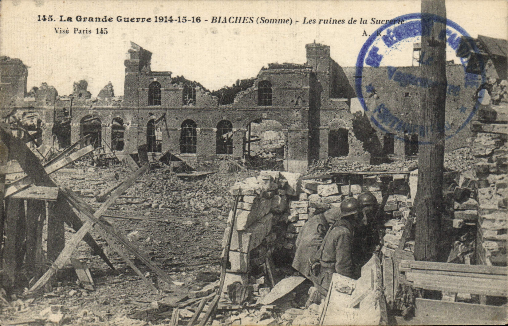 CPA Ruines de la Sucrerie Biaches Militaria 