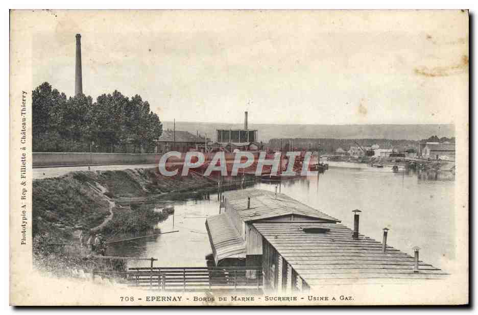 CPA Epernay Bords de la Marne Sucrerie Usine a gaz