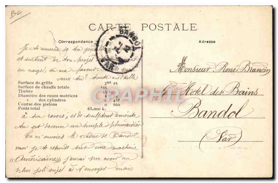 CPA Train Locomotive Non Compound Atype Atlantic American Baldwin — Verso