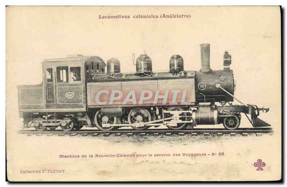 CPA Train Locomotives coloniales Angleterre Machine de la Nouvelle Zelande New Zealand