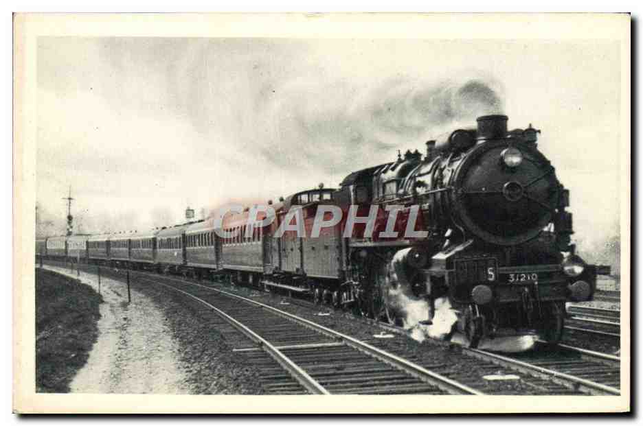 CPA Train Locomotive Chemin de fer du Nord Train 5 Paris Calais sans arret