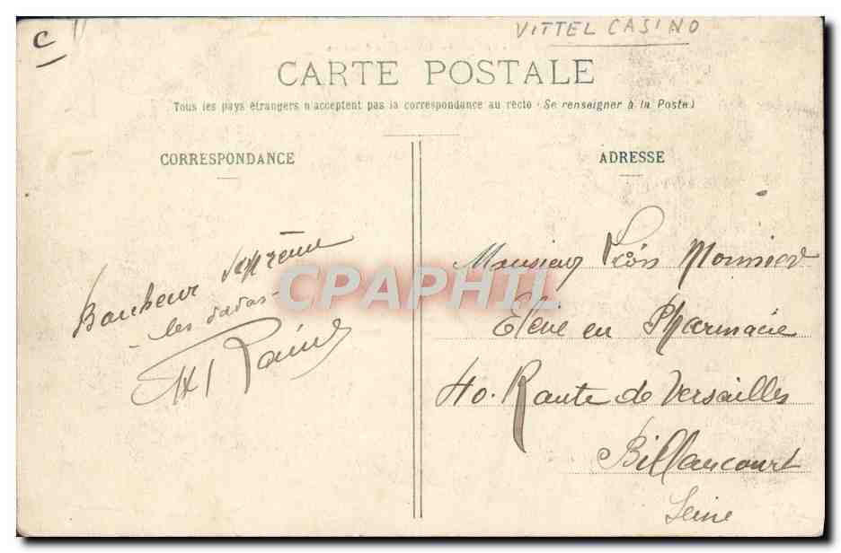 CPA Cheval Equitation Hippisme Vittel Le champ de courses  — Verso