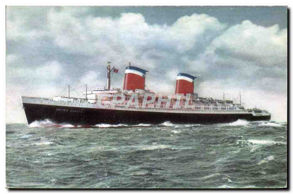 S.S. UNITED STATES — Flagship des United States Lines — éditeur Steelograph Inc., New York