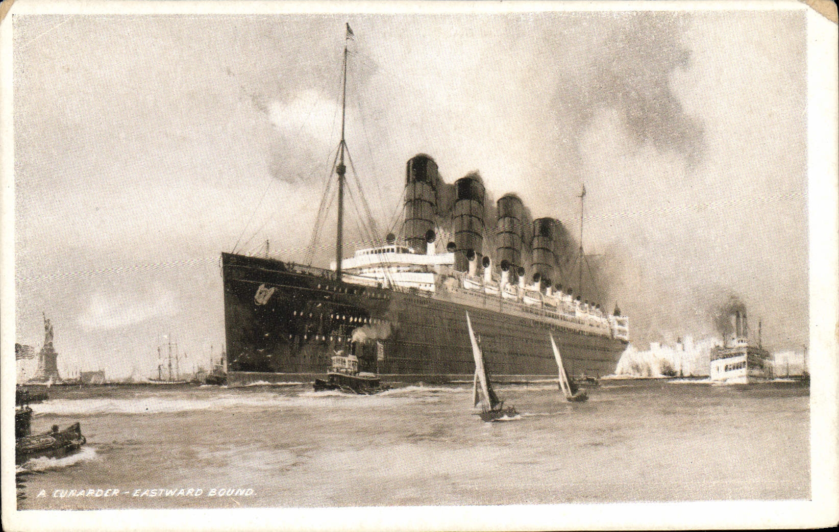 CPA Bateau Paquebot A curarder Eastward bound