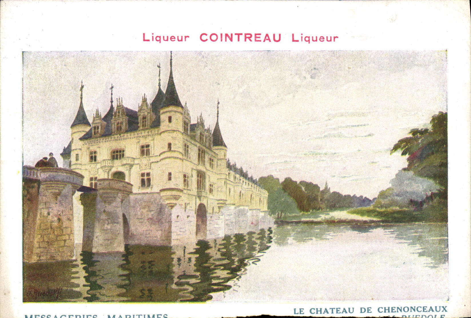 CPA Bateau Paquebot Compagnie des Messageries Maritimes Chateau de Chenonceaux Liqueur Cointreaux 