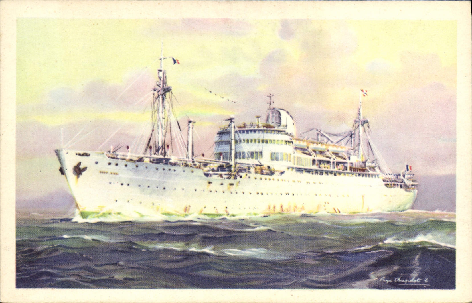 Le Paquebot "VIET-NAM" — Compagnie des Messageries Maritimes — illustration de Roger Chapelot