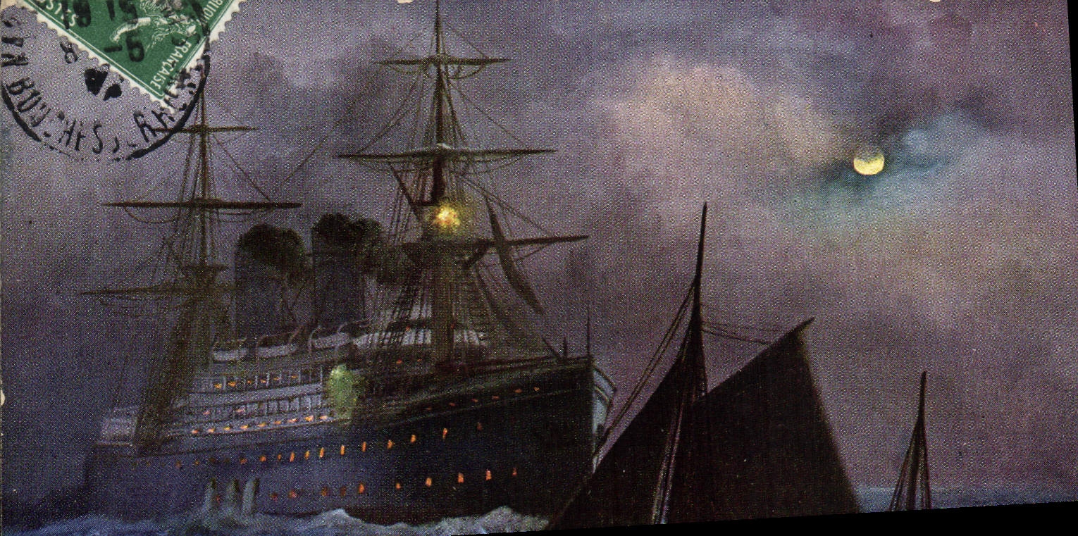 Navire de croisière — nuit sous la lune — T.S.N. Série 911, n°60