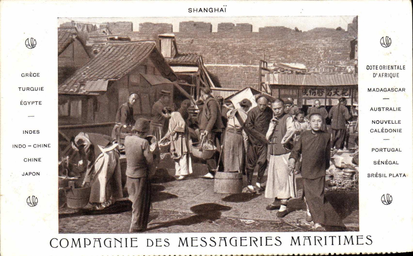 Shanghai — marché animé — Compagnie des Messageries Maritimes