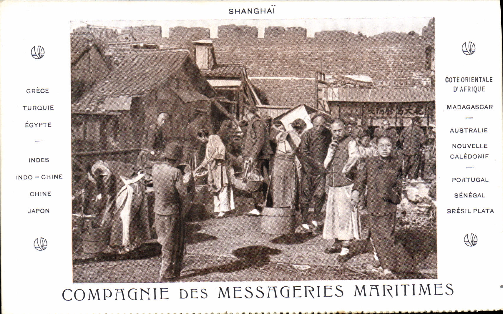 Shanghai — marché animé — Compagnie des Messageries Maritimes