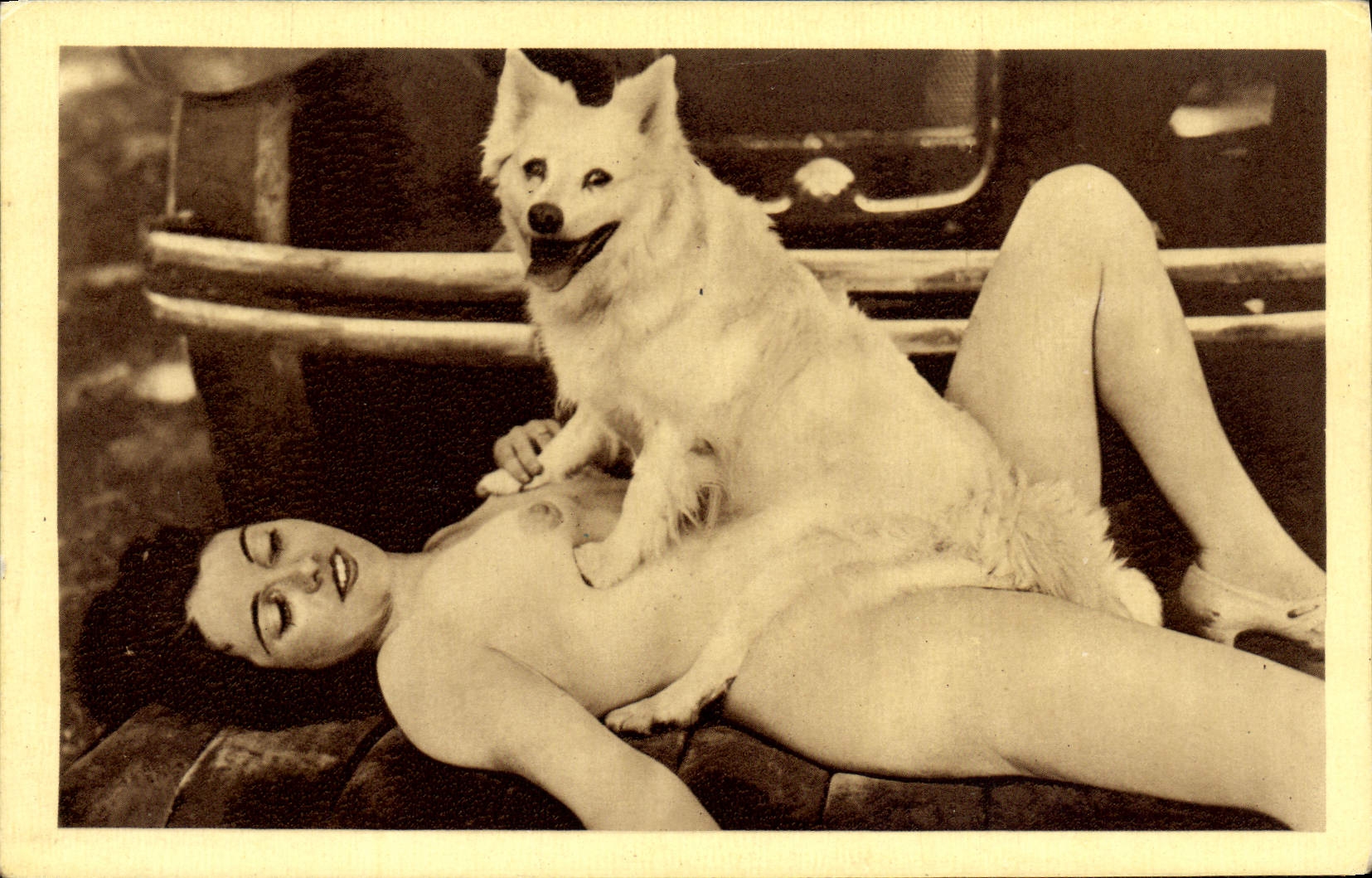 CPM Nu erotique Femme Chien 