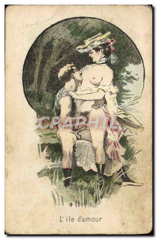 CPA Nu erotique Femme L'ile d'amour