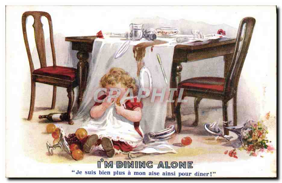 CPA Fantaisie Illustrateur Enfant a table 