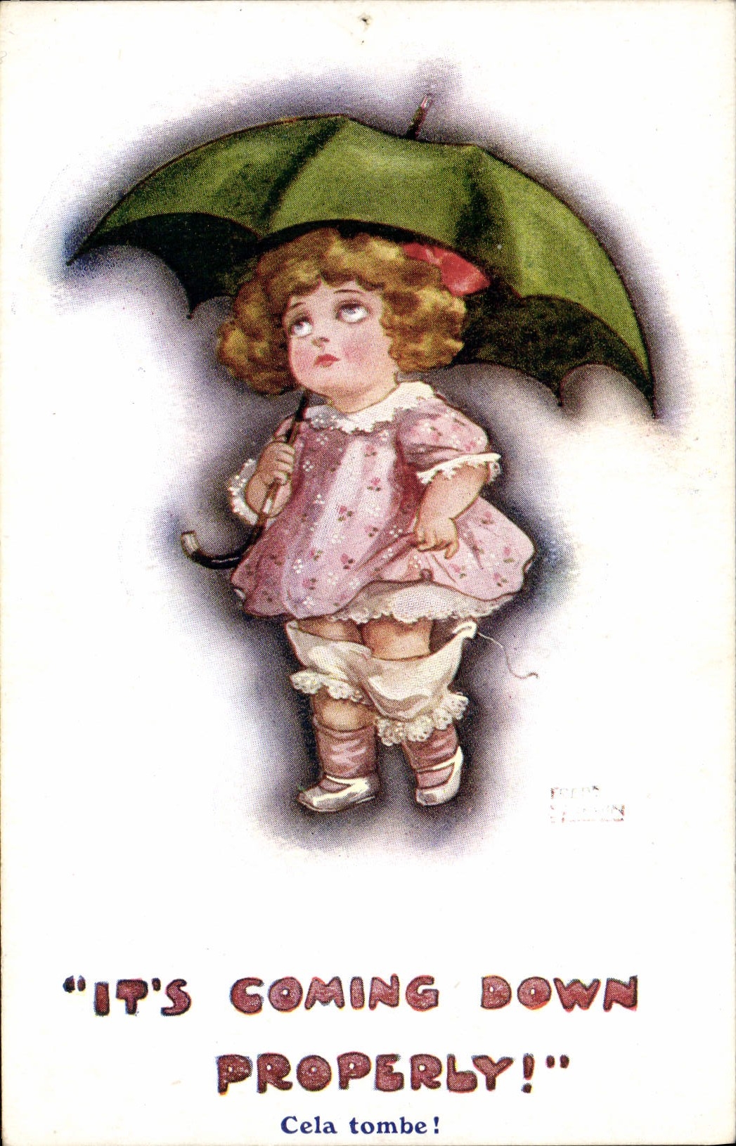 CPA Fantaisie Illustrateur Enfant Parapluie