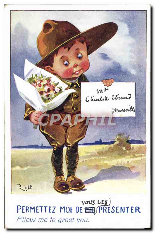 CPA Fantaisie Illustrateur Enfant Soldat Militaria Right 