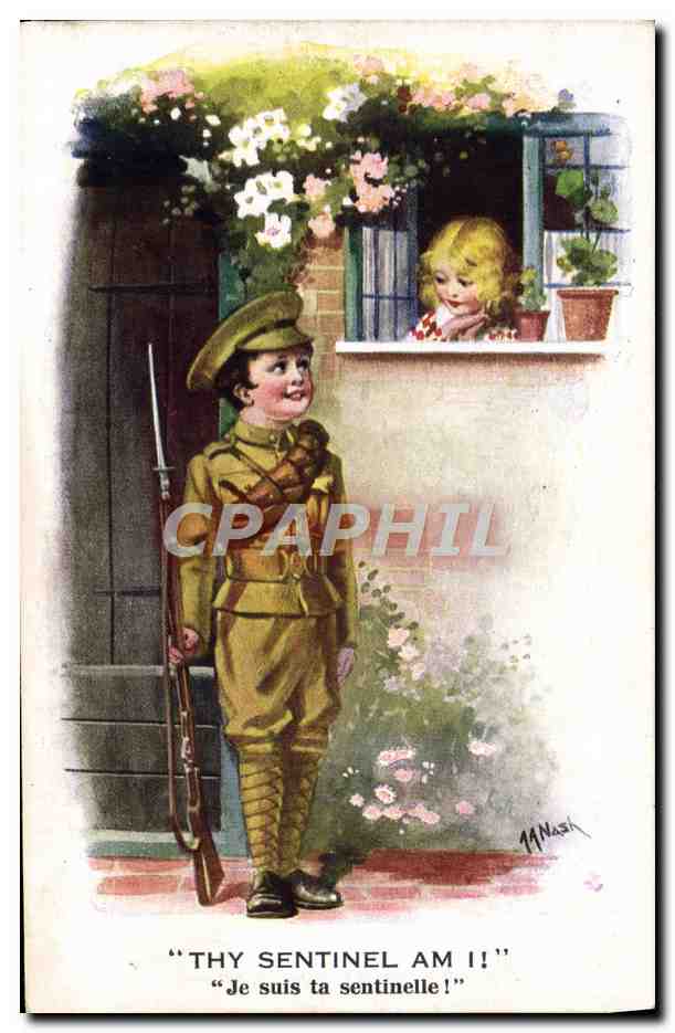 CPA Fantaisie Illustrateur Enfants Soldat Militaria