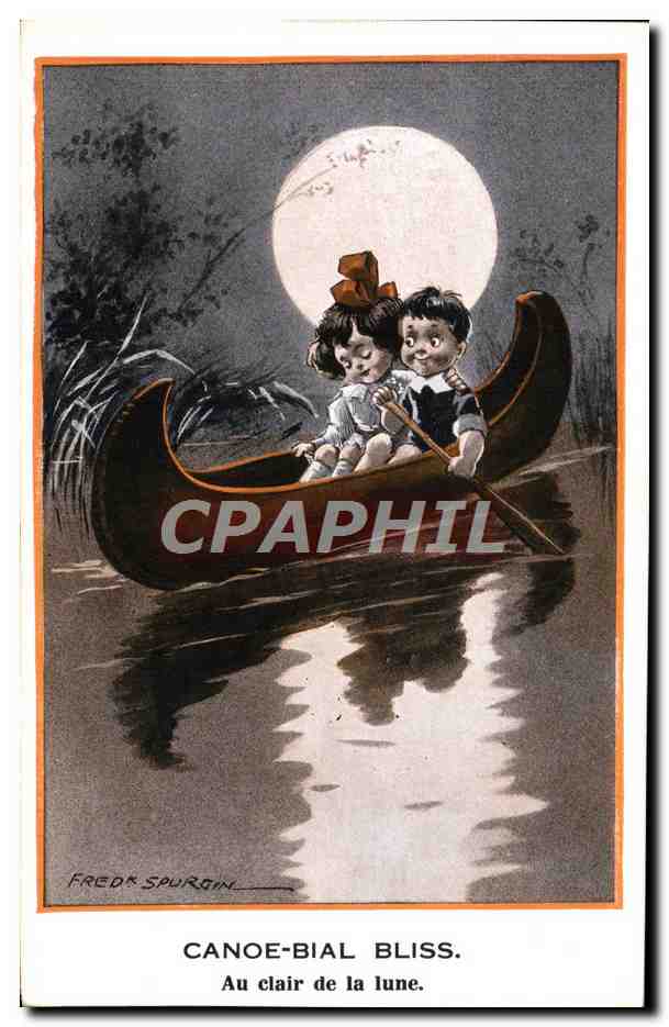 CPA Fantaisie Illustrateur Enfants Canoe Fred Spurgin