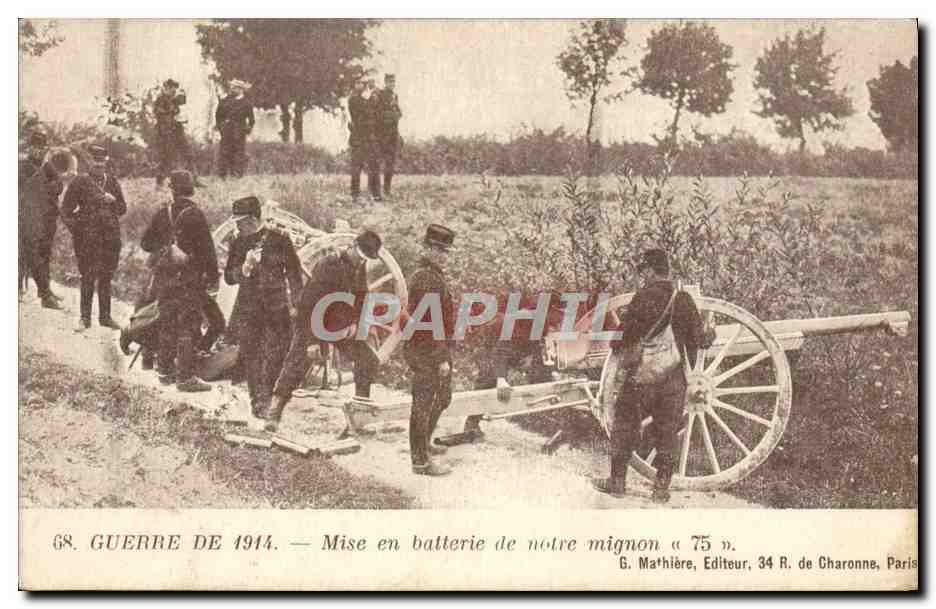 CPA Militaria Mise en batterie de notre mignon 75