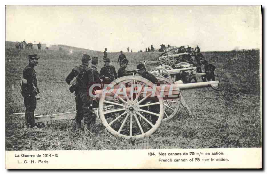 CPA Militaria Nos canons de 75mm en action