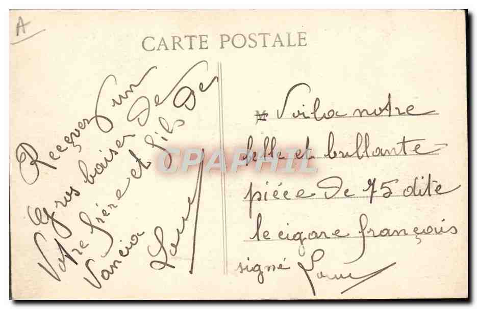 CPA Militaria Batterie d'artillerie de 75 mm sur les hauts de Meuse  — Rückseite