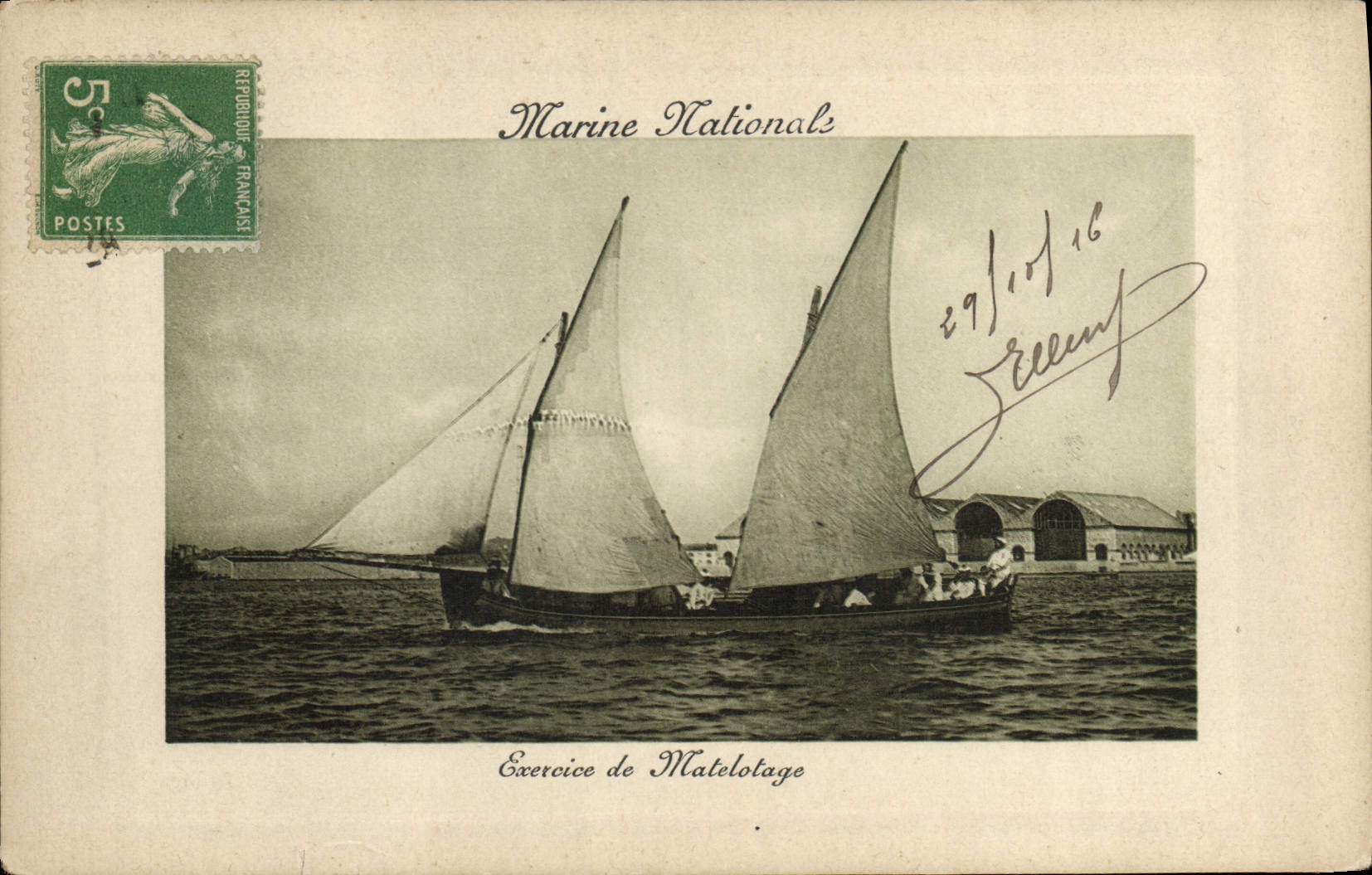 CPA Marine nationale Exercice de matelotage Bateau