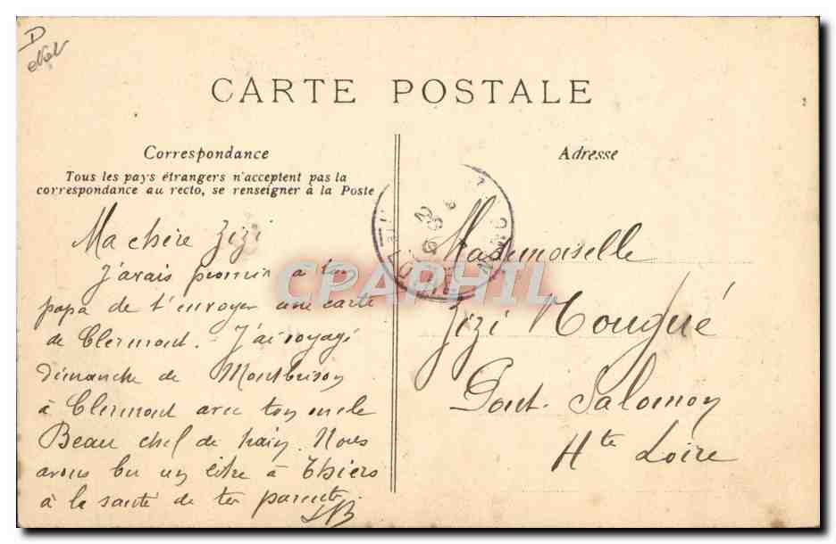 CPA Auvergne Folklore — Verso