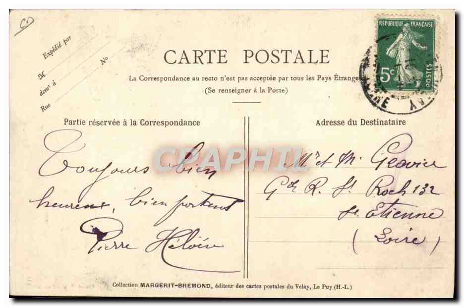Fête du Village — (Buvons un coup !) — Collection MARGERIT-BREMOND, éditeur des cartes postales du Velay (H.-L.) — Achterkant