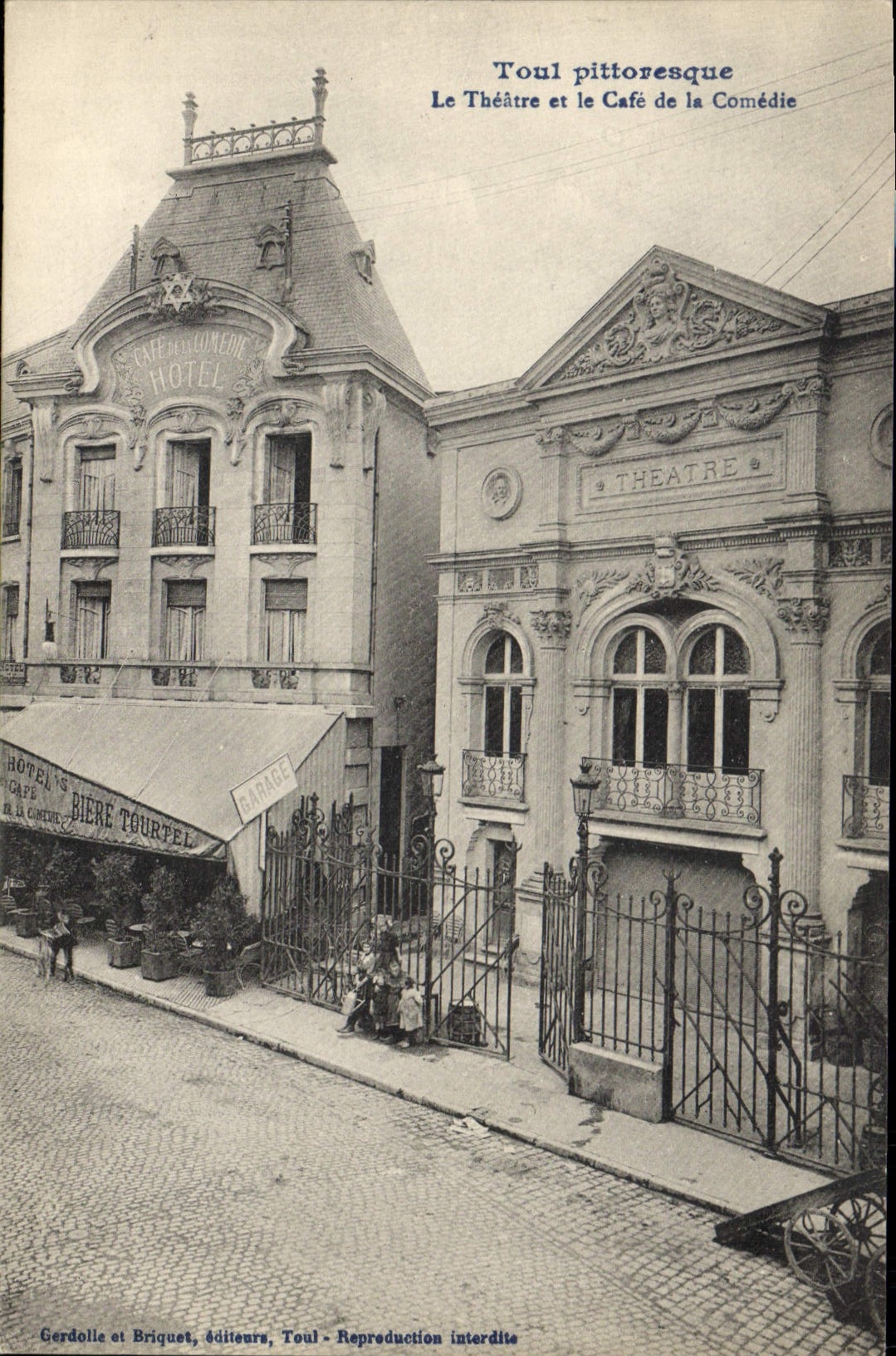 CPA Toul Le Theatre et le cafe de la Comedie Biere Tourtel