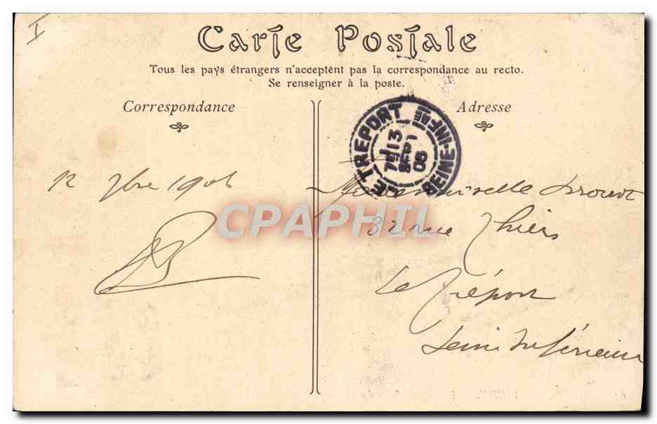 CPA Vichy Le casino Salle de Theatre  — Verso