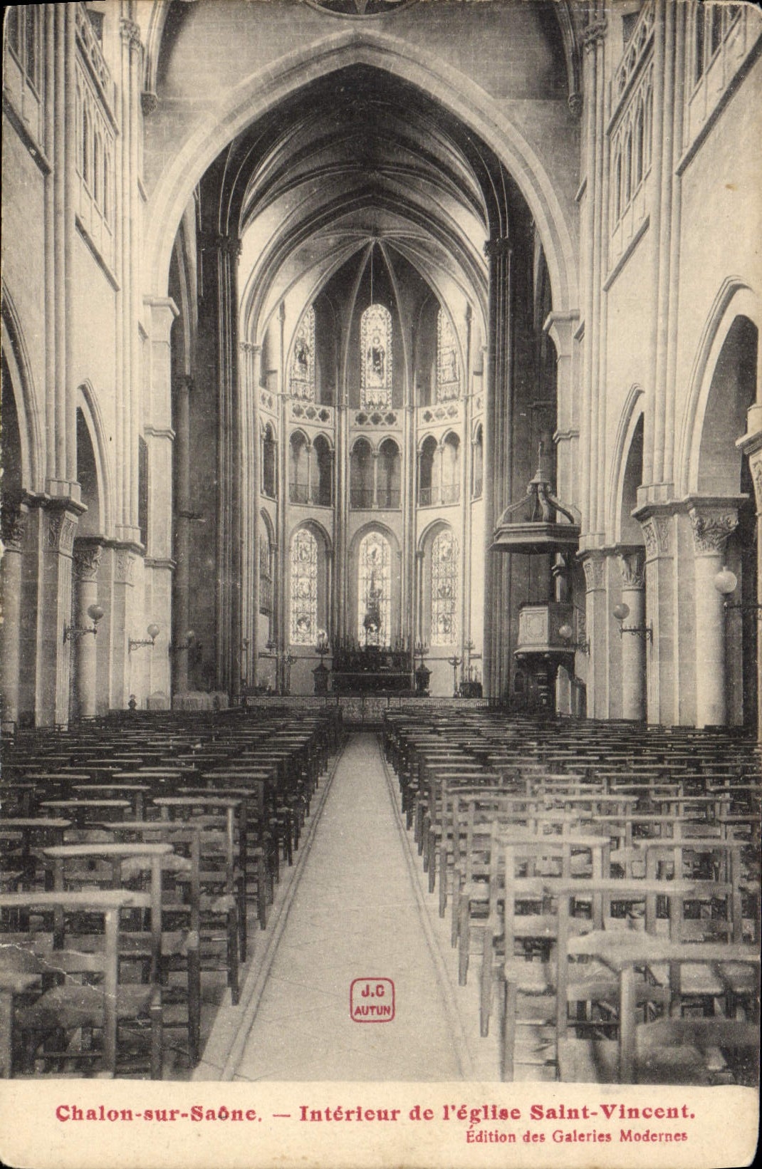 Chalon-sur-Saône — Intérieur de l'église Saint-Vincent — Édition des Galeries Modernes