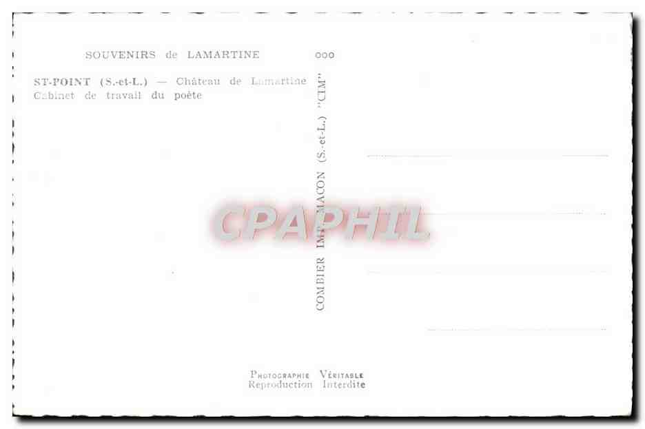 St-Point (S.-et-L.) — Château de Lamartine — Cabinet de travail du poète — Cim — Achterkant