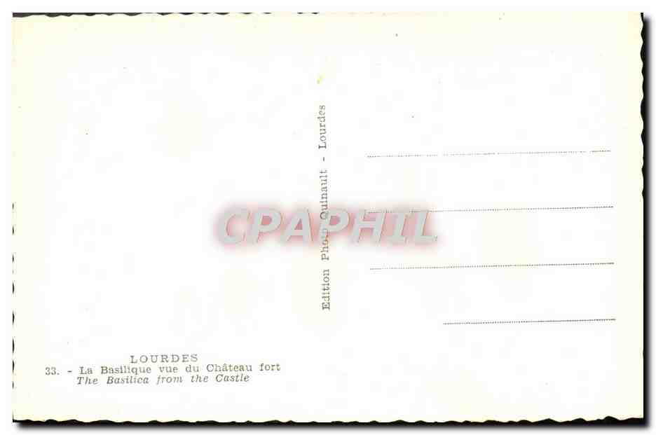 CPM Lourdes La Basilique Vue Du Chateau Fort — Verso