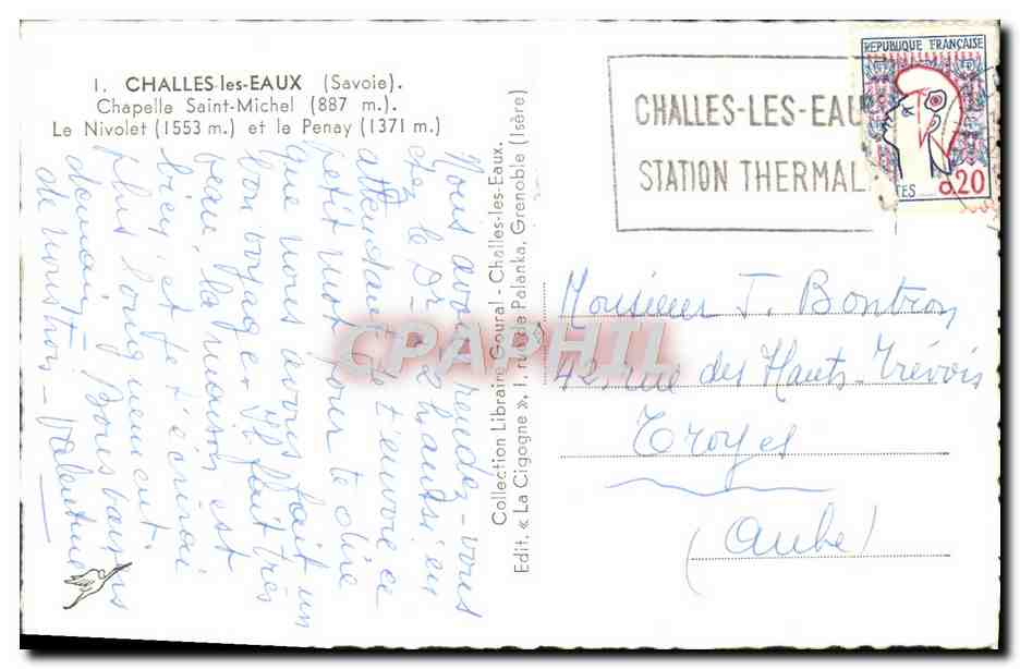 CPM Challes Les Eaux Chapelle Saint Michel Le Nivolet et le penay  — Rückseite