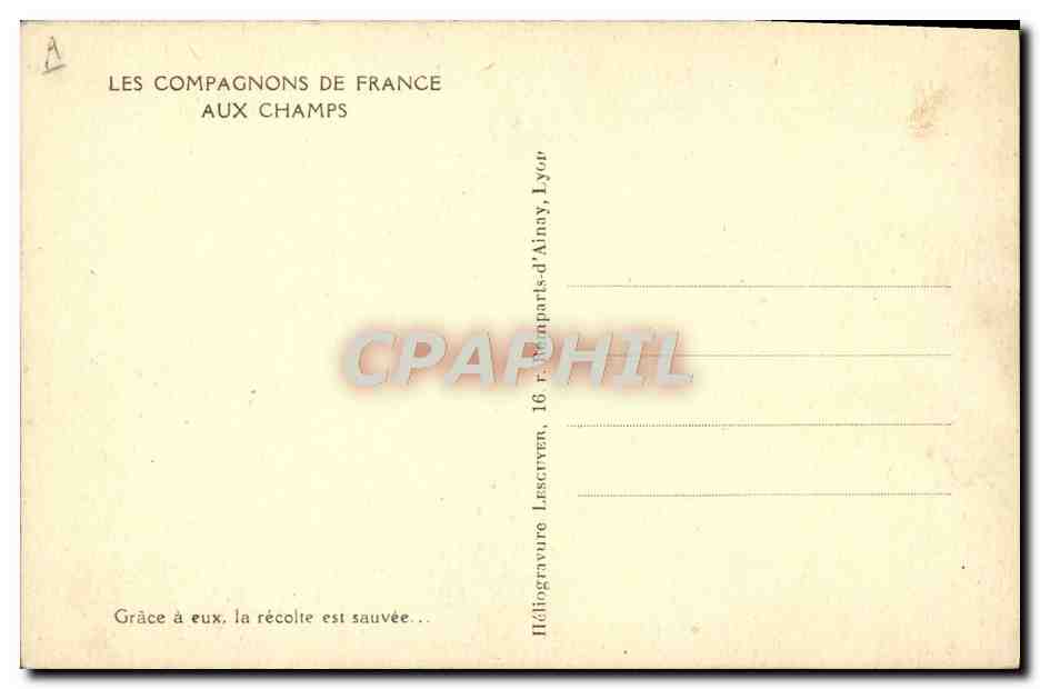 CPA Scout Scoutisme Jamboree Compagnons de France aux champs  — Rückseite